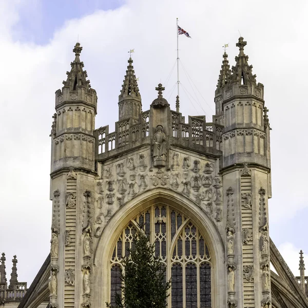 Árbol Navidad Frente Abadía Bath Bath Somerset Reino Unido Diciembre — Foto de Stock