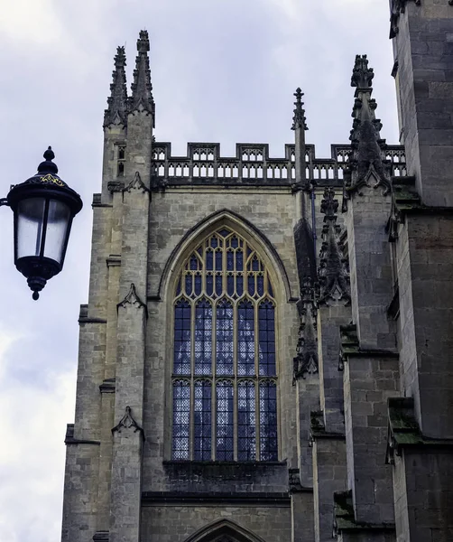 Bath Abbey Met Vintage Straatlamp Bath Somerset Verenigd Koninkrijk December — Stockfoto