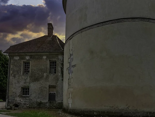 Nascer Sol Dramático Sobre Castelo Coupvray Chateau Coupvray Coupvray Seine — Fotografia de Stock