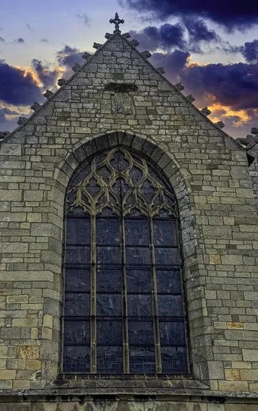 Salida Del Sol Sobre Iglesia Parroquial Saint Armel Eglise Saint — Foto de Stock