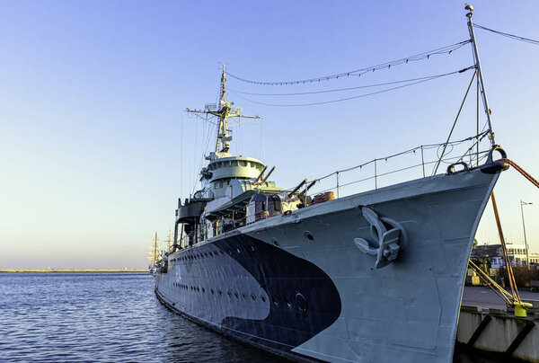 Polish worship - museum ORP Blyskawica (Lightning) - grom-class destroyer which served in the Polish Navy during World War II -  Gdynia, Tricity, Pomerania, Poland on 20 December 2019 