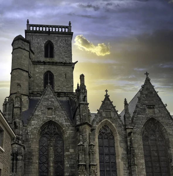 Sunrise Saint Armel Parish Church Eglise Saint Armel Ploermel Brittany — Stock Photo, Image