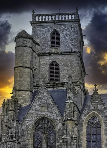 Sunrise Saint Armel Parish Church Eglise Saint Armel Ploermel Bretagne — Stockfoto