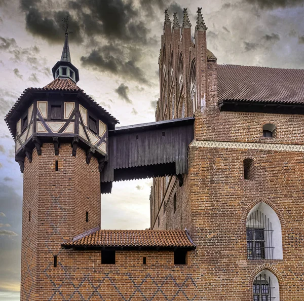Východ Slunce Nad Hradem Teutonského Řádu Malborku Největší Hrad Světě — Stock fotografie