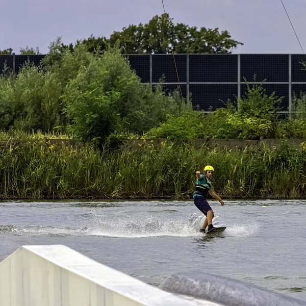 Réveil Des Adolescents Sur Lac Brwinow Masovia Pologne — Photo