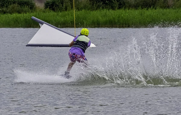 Réveil Des Adolescents Sur Lac Brwinow Masovia Pologne — Photo