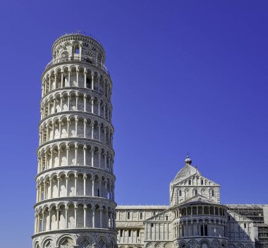 Eğik Pisa Kulesi (Torre pendente di Pisa) - Pisa, Toskana 'da 20 Eylül 2019 tarihinde