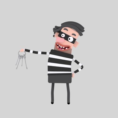 3D çizim. Birçok tuşu tutmakta hırsız