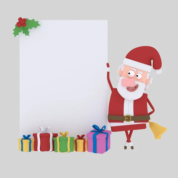 Santa Claus sosteniendo un papel.. 3d ilustración . — Foto de Stock