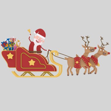 Noel Baba onun sleigh.3d illüstrasyon sürme.