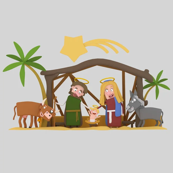 De stal van Bethlehem. Worship.3D afbeelding. — Stockfoto
