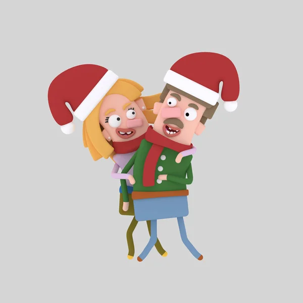 Christmas couple.3d illustration. — Stock Photo, Image