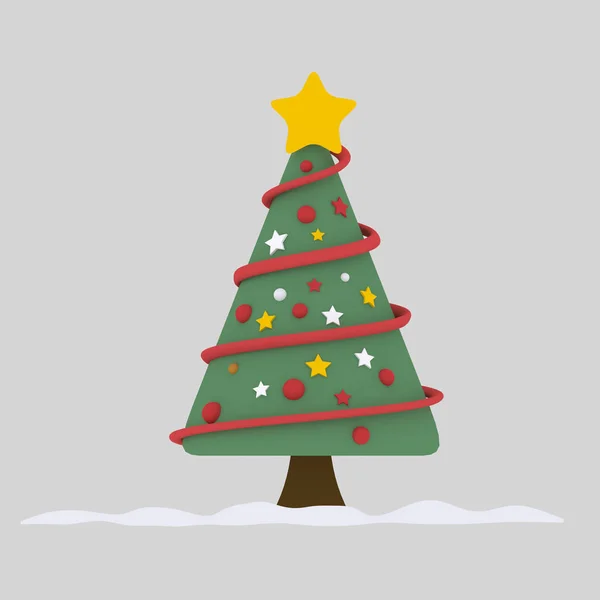 귀여운 크리스마스 Tree.3d 그림. — 스톡 사진