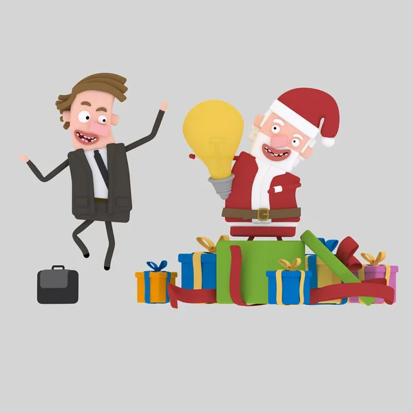 Santa gifting en idé... 3D illustration — Stockfoto