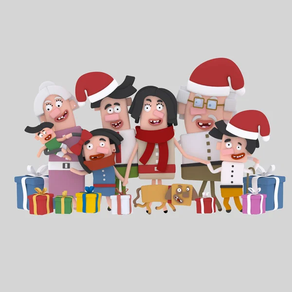 Christmas Family.3d illustration — Stock Photo, Image