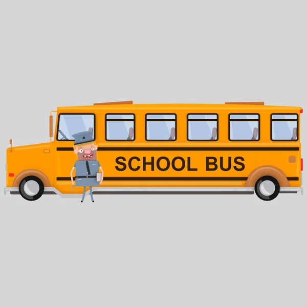 Kierowca przed Szkoła bus.3d ilustracji — Zdjęcie stockowe