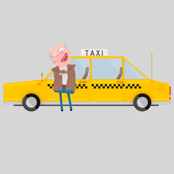 Driver in front of taxi .3d illustration — Stock Photo, Image