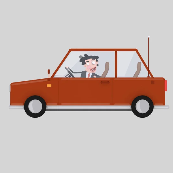 Affärsman köra röda car.3d illustration — Stockfoto