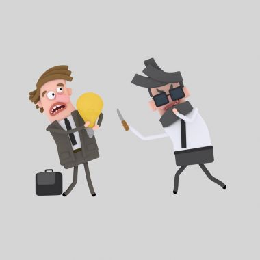 İyi bir fikir çalmak işadamı... 3D çizim