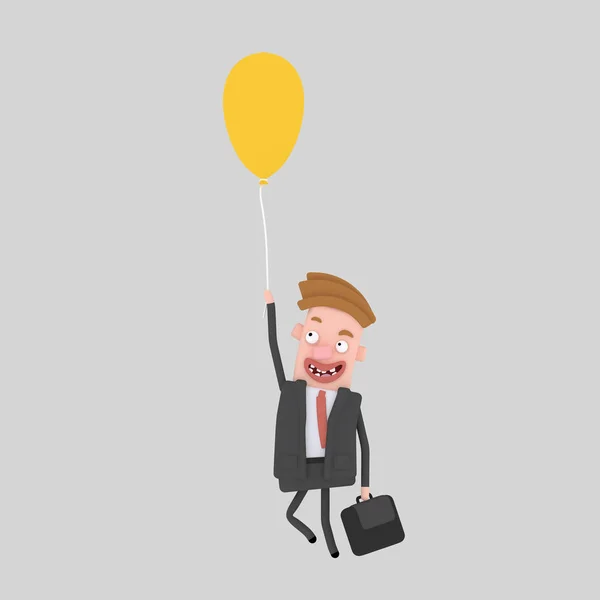 Man flyger med en balloon.3d illustration — Stockfoto