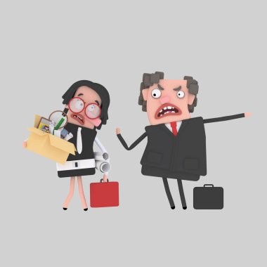 Employee.3d resimde ateş patron