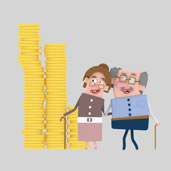 Couple looking their saving. Illustration 3d — Stock Photo, Image