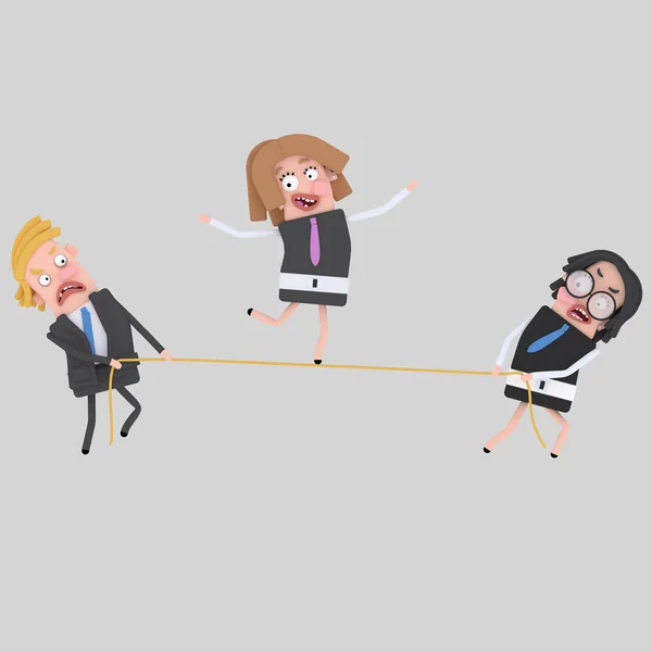 Mulher de negócios a equilibrar-se na corda. Ilustração 3d — Fotografia de Stock