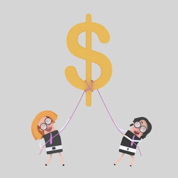 Empresários segurando dólar ilustração Symbol.3d — Fotografia de Stock