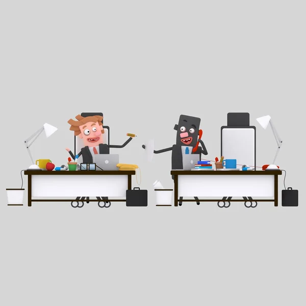 Uomini d'affari che lavorano in office.illustration 3d — Foto Stock