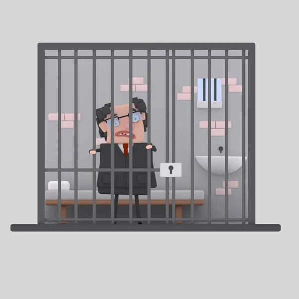 Un politicien arrêté en prison Illustration 3d — Photo