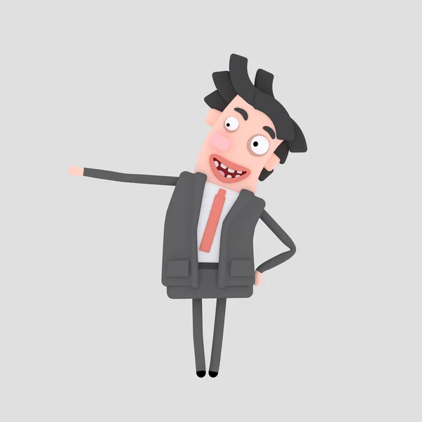 Empresário rindo e pointing.illustration 3d — Fotografia de Stock