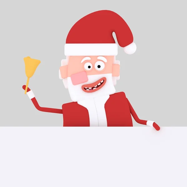 Papai Noel segurando banner.3d branco ilustração — Fotografia de Stock