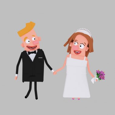 Gelin ve groom.3d illüstrasyon. İzole et. Kolay arka plan çıkarmak. Kolay renk değişimi. Kolay Birleştir! Özel Gösterim amacıyla bana ulaşın.