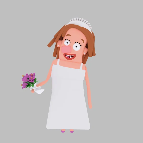 Vackra Bride Illustration Isolera Enkel Bakgrund Bort Lätt Färgförändring Lätt — Stockfoto