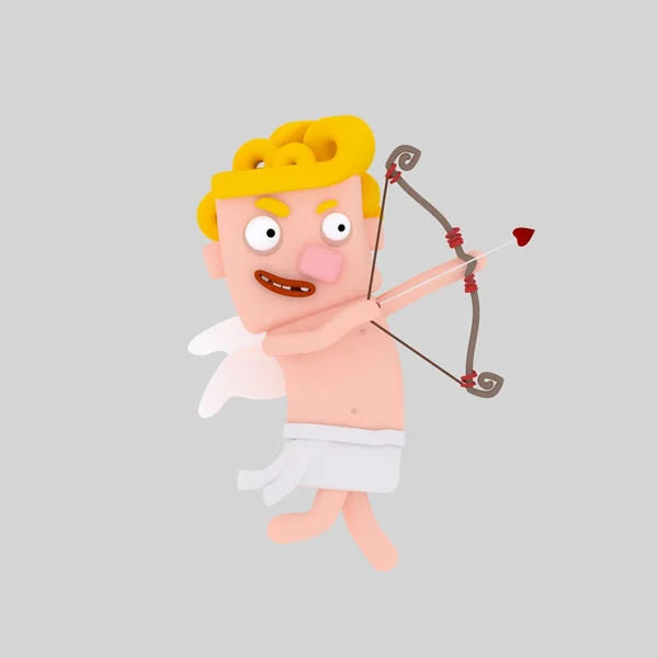 Ung Cupid Skjuta Med Båge Illustration — Stockfoto