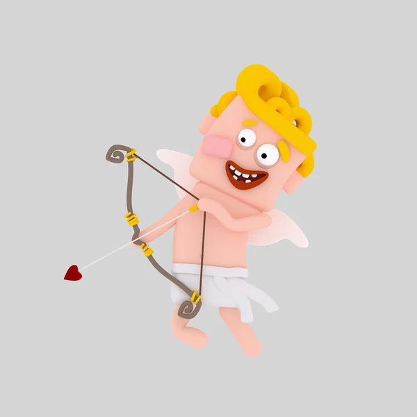 Young Cupid Shooting Love Arrow Illustration — Stock Photo, Image