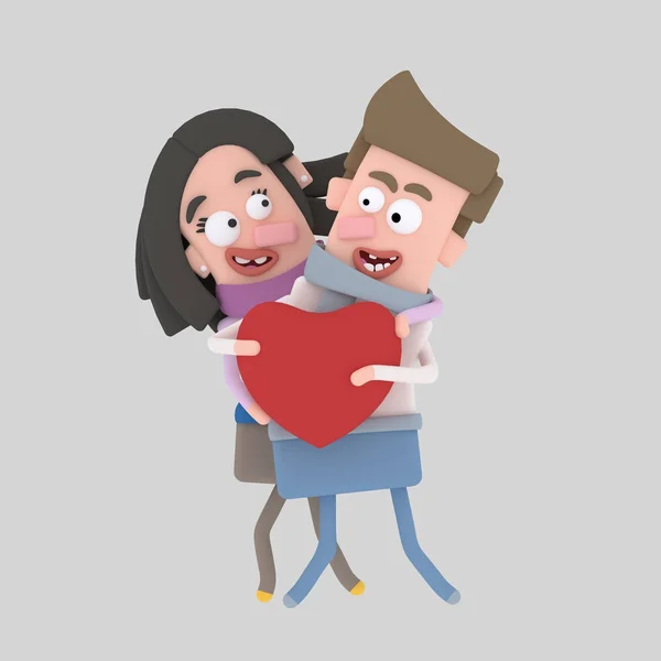 Young Couple Love Illustration — Stock Photo, Image