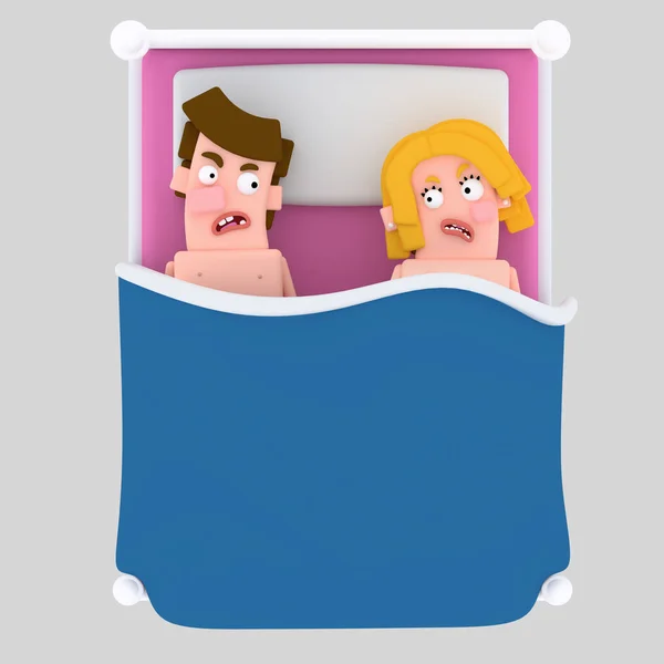 Wütendes Paar Bett Illustration — Stockfoto