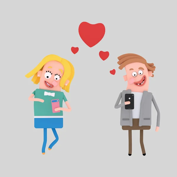 Coppia Avere Partita Amore App Illustrazione — Foto Stock