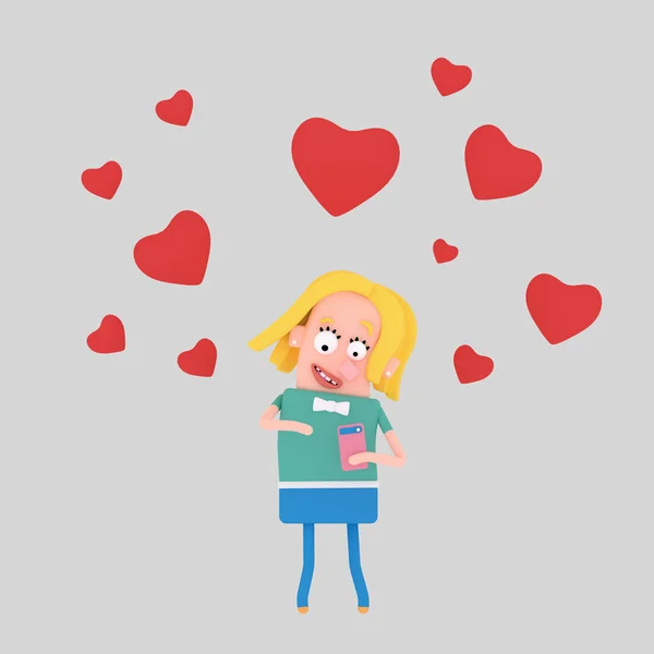 Mulher Que Tem Muitos Jogos Amor App Ilustração — Fotografia de Stock