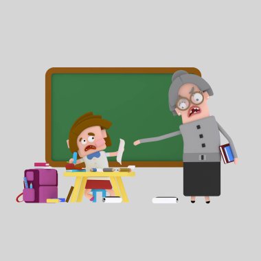 Angry teacher. 3d illustration clipart