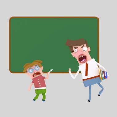 Teacher nagging student. 3d illustration clipart