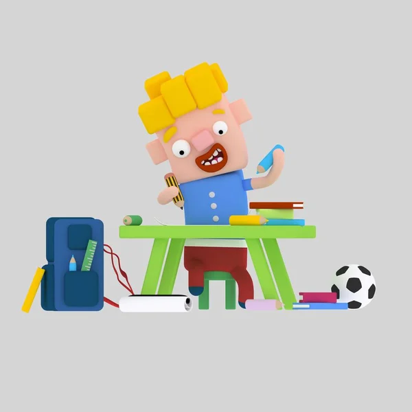 Kid Teckning Skolan Illustration — Stockfoto