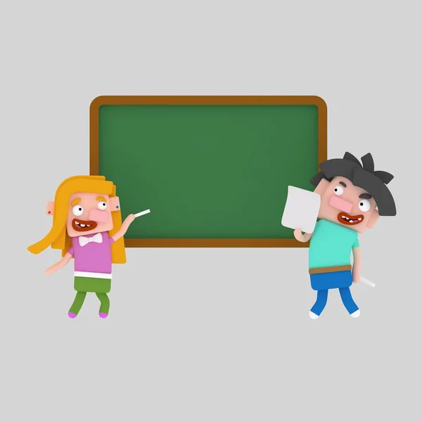 Student Pointing Chalkboard Illustration — Stock Photo, Image