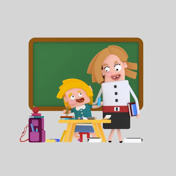 Nauczyciel Nauczania Blond Studentka Ilustracja — Zdjęcie stockowe