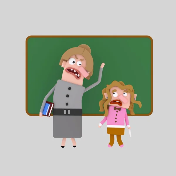 Old teacher nagging student. 3d illustration