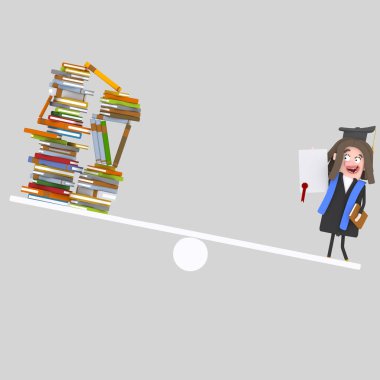Yüksek lisans öğrencisi denge. 3D çizim.