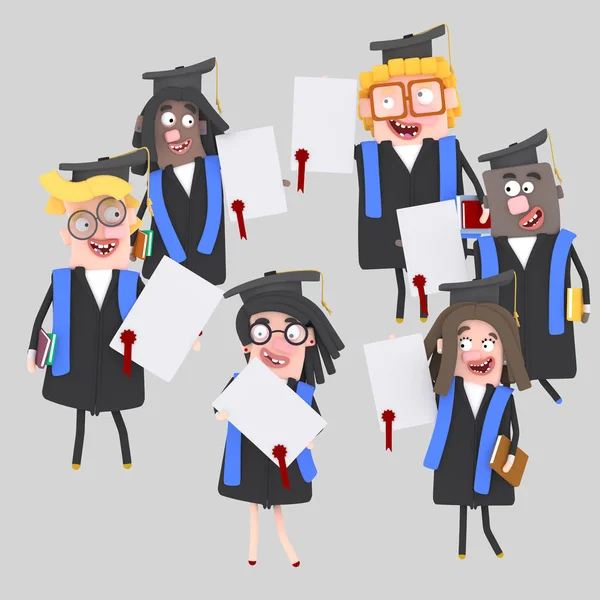 Graduate Students Diplomas Paper Illustration — Stock Photo, Image