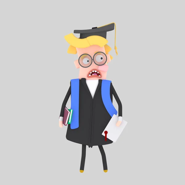 Orolig Graduate Blond Pojke Illustration — Stockfoto