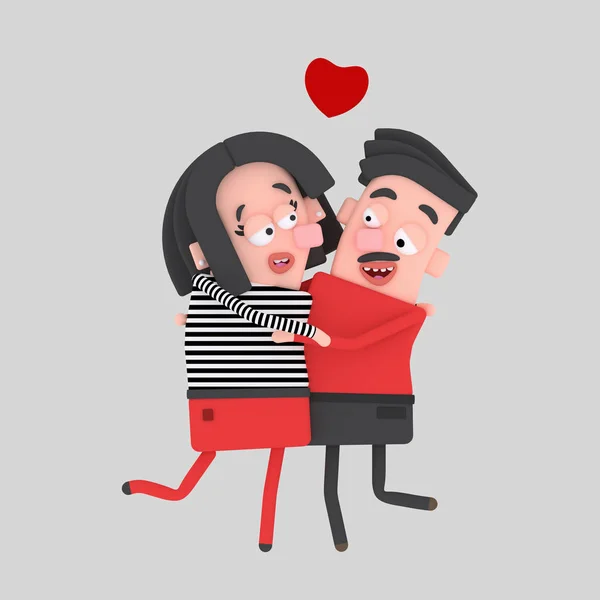 Adorável Casal Abraçando Beijando Ilustração — Fotografia de Stock